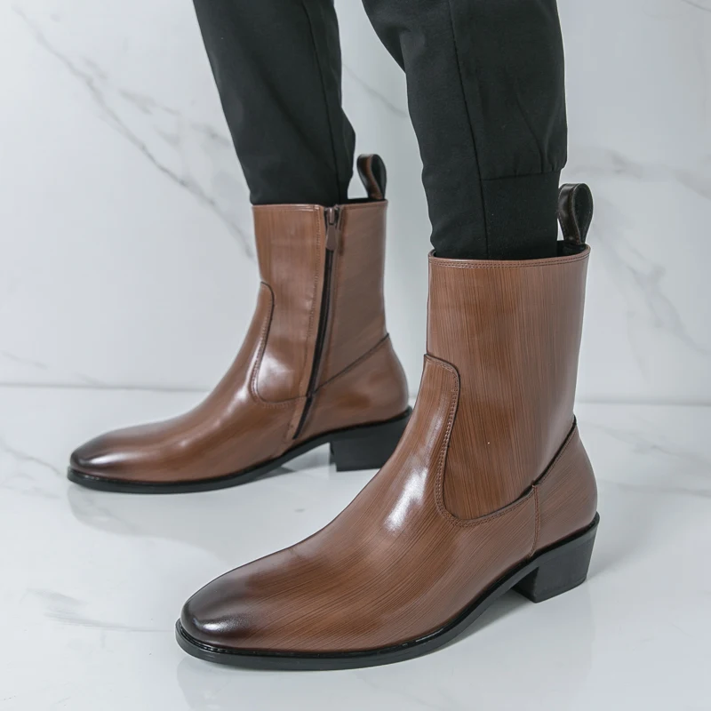 Mens Fashion Modern - クラシックで快適なアンクルブーツ、ボタスファッション、メンズカジュアルレザーチェルシーブーツ、新デザイン、ハイカットシューズ、ポインテッドトゥ、ビジネスシューズ