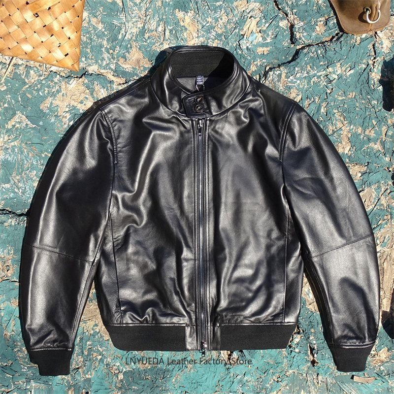 Harrington Jacket - メンズ ソフト イタリア製 シープスキン 本革ジャケット ショート