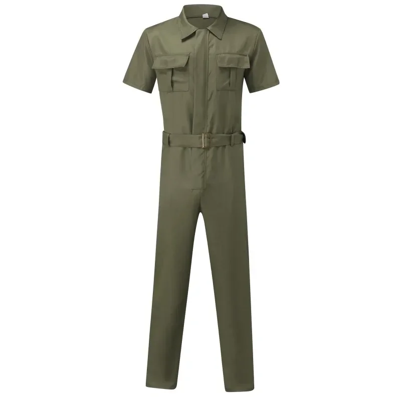 Mens Fashion Jumpsuit - メンズオーバーオールカジュアルストリートウェアポケット無地半袖+ズボンジャンプスーツファッションレジャーベーシックワークカーゴパンツS-3XL