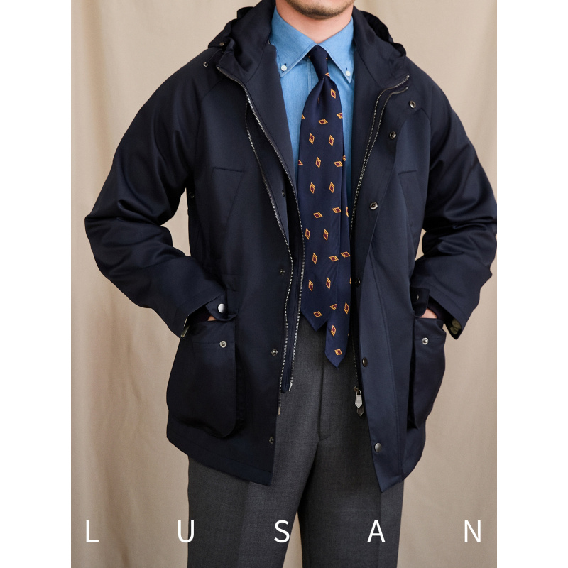 Harrington Jacket - ル・サン氏 イタリアンレトロ アウトドア ウエストシンチング ハンティングジャケット フード付き