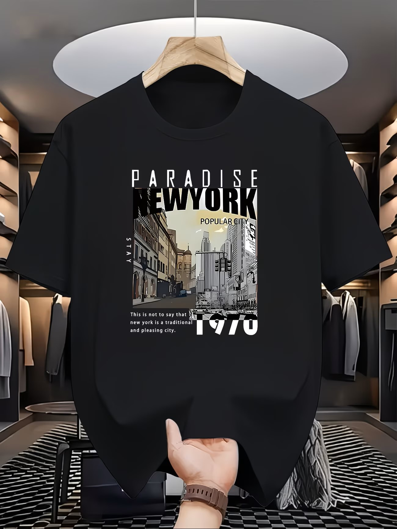 York Men'S Fashion - メンズファッションカジュアルPARADISE NEW YORKプリントレギュラー半袖Tシャツ、快適で多用途