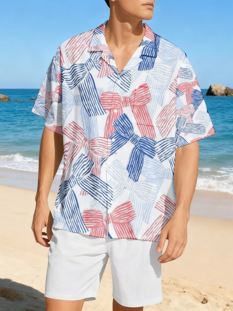 Mens Fashion Suits - メンズ ハワイアン 2点セット ファッション ボウプリント 夏用