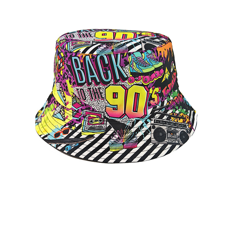 Mens Fashion Bucket Hat - ファッションレトログラフィティ80年代90年代バケットハット メンズ レディース 面白い 夏 春