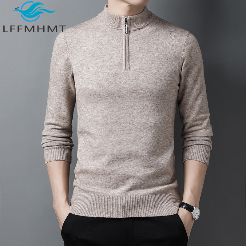 Men'S Fashion Zip Sweater - メンズハーフジップニットセーター、無地、スリムフィット、プルオーバートップス、秋冬ファッション、高品質、シンプルでベーシックなニットウェア