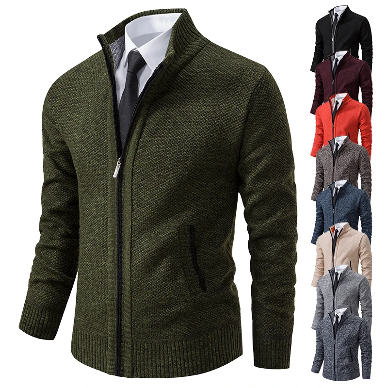 Men'S Fashion Zip Sweater - 秋冬新作 メンズ カジュアルセーター スポーツコート 無地 スタンドカラー