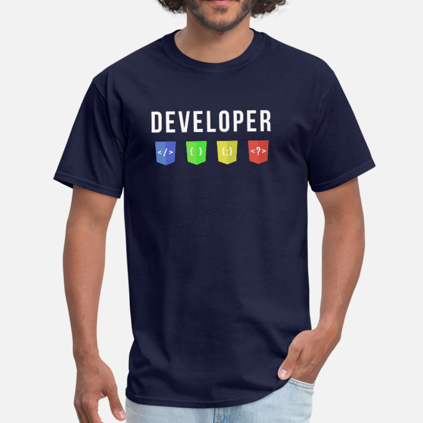 Men'S Fashion Websites - 開発者Web Tシャツウェブサイト夏のファッション高品質の面白い印刷クルーネック半袖Tシャツ
