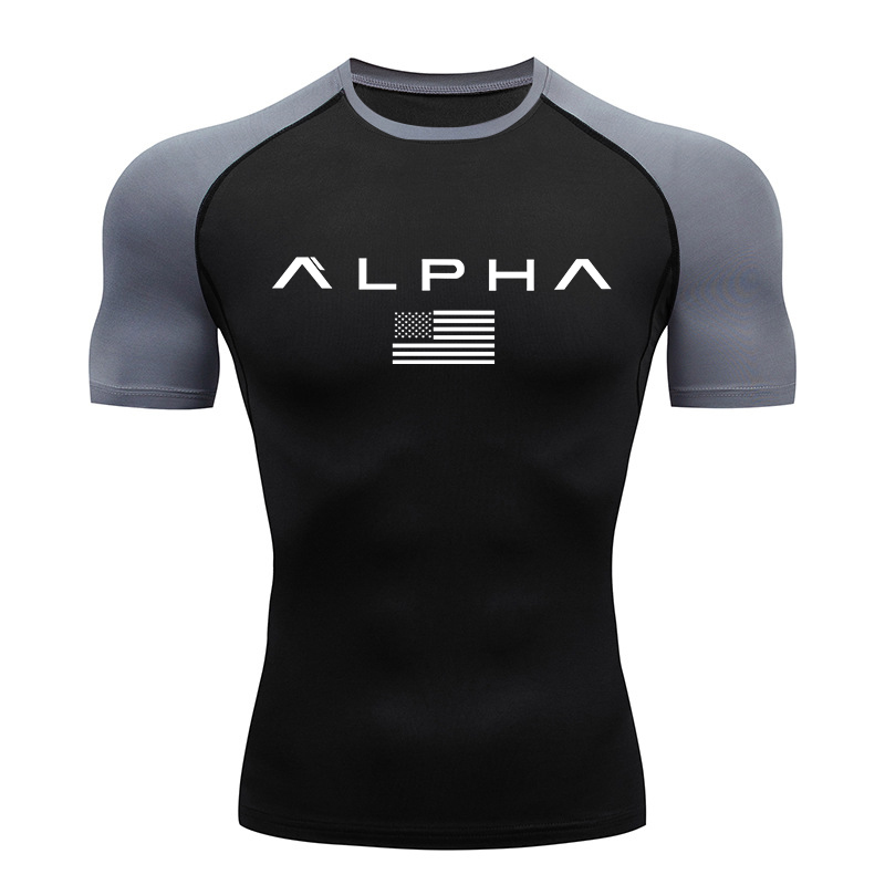 Compression Shirt Workout - アメリカ国旗プリント半袖コンプレッションシャツ男性用アスレチック速乾 Tシャツジムワークアウトランニング Tシャツアンダーシャツトップス