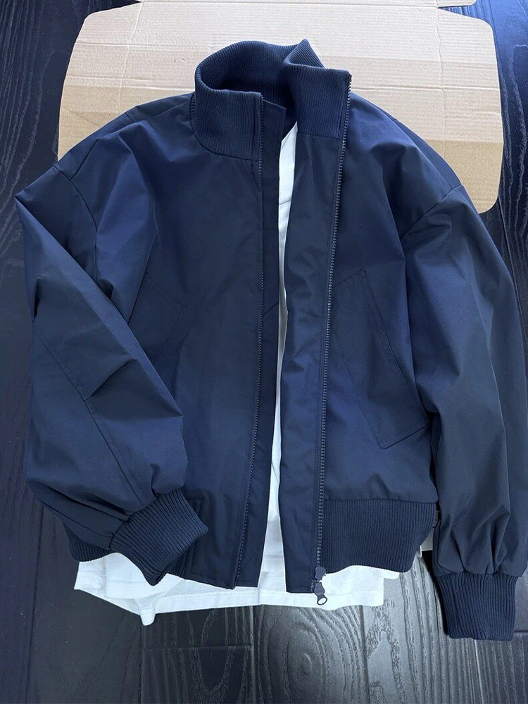 Harrington Jacket - Cleanfit ロイヤルブルー メンズ 春用ショートボンバージャケット アメリカンスタイル スタンドカラー