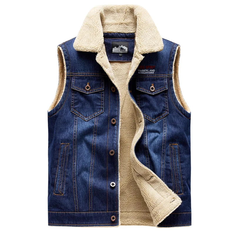 Men'S Fashion Vest With Jeans - メンズ 新しいデザインのデニムベスト、冬用フリース裏地付き、袖なしジャケット、コットンジーンズ、4XL、M618