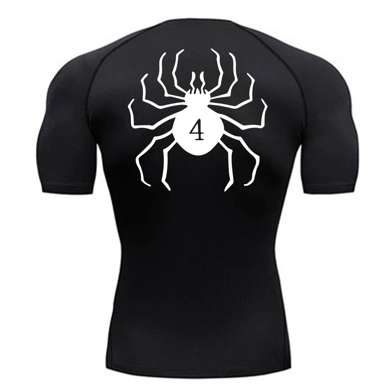 Compression Shirt Workout - メンズアスレチック速乾性Tシャツ、スパイダープリント圧縮シャツ、ジムワークアウトトップ、ランニングアンダーシャツ、baselayersラッシュガード