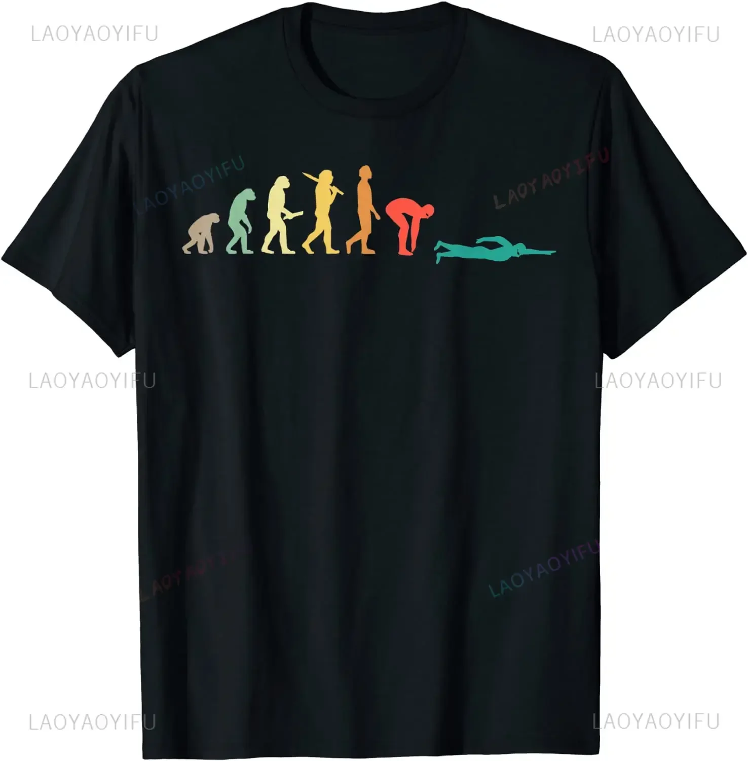 Men'S Fashion Evolution - 男性と女性のためのレトロなグラフィックのTシャツ,カジュアルなファッション,だぶだぶのストリートウェア,ヒップスター,ヒップホップ,水泳選手へのギフト