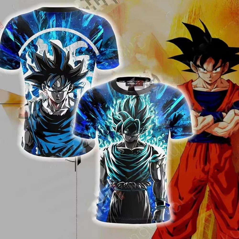 Men'S Fashion Evolution - 2026年夏 ドラゴンボール悟空 超サイヤ人進化 フルステージテーマ 3Dプリント ゆったりとした通気性のあるTシャツ