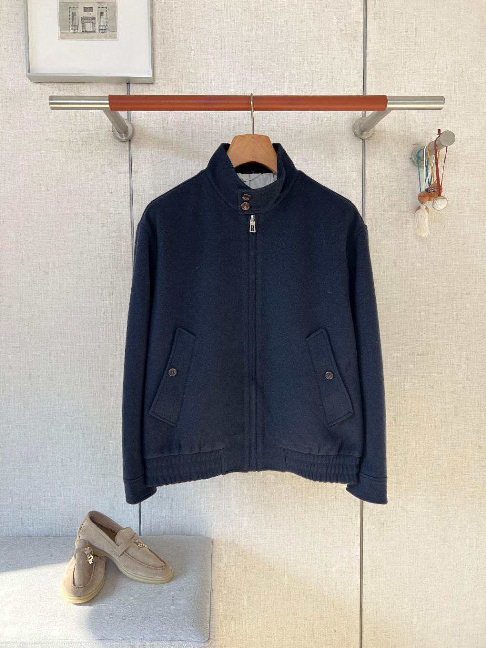 Harrington Jacket - LP メンズ オールドマネー ウール混紡ツイードニット スタンドカラー ハリントンジャケット