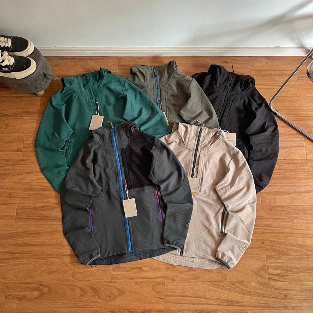 Harrington Jacket - メンズ ロゴなし フード付き 防風 ジッパー付き ウィンドブレーカー