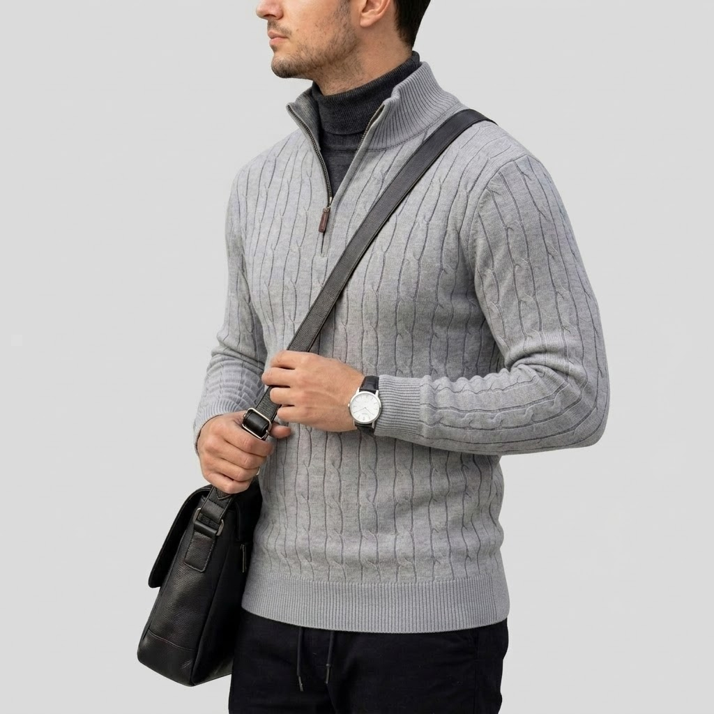 メンズ長袖ハーフジップポロセーター ニットプルオーバー カジ - Men'S Fashion Zip Sweater のレビューと価格