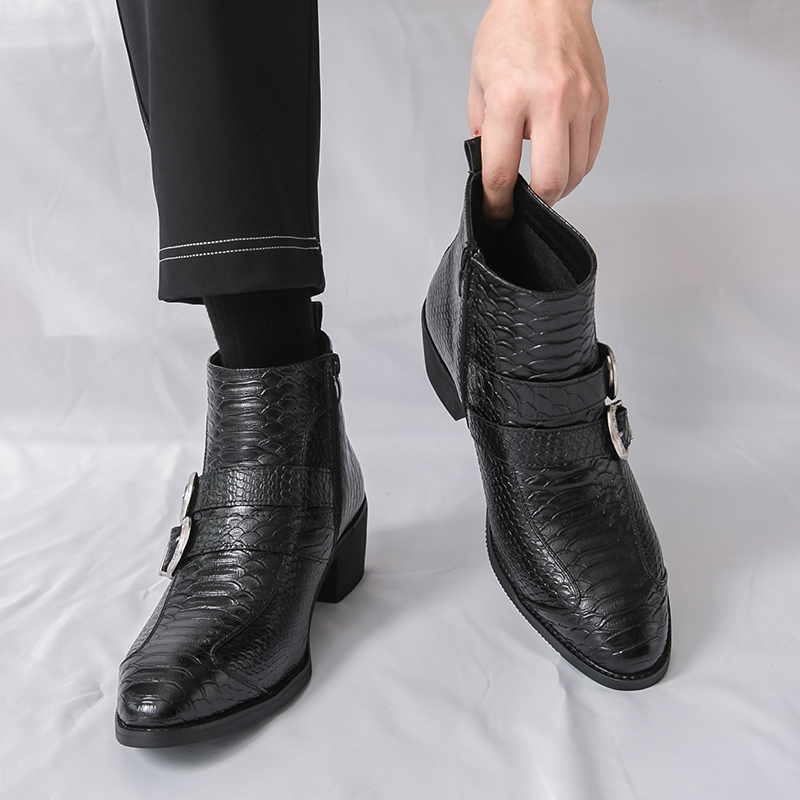 メンズハイカットブーツ PUベルトバックル ポインテッドトゥ - Belt Mens Fashion のレビューと価格
