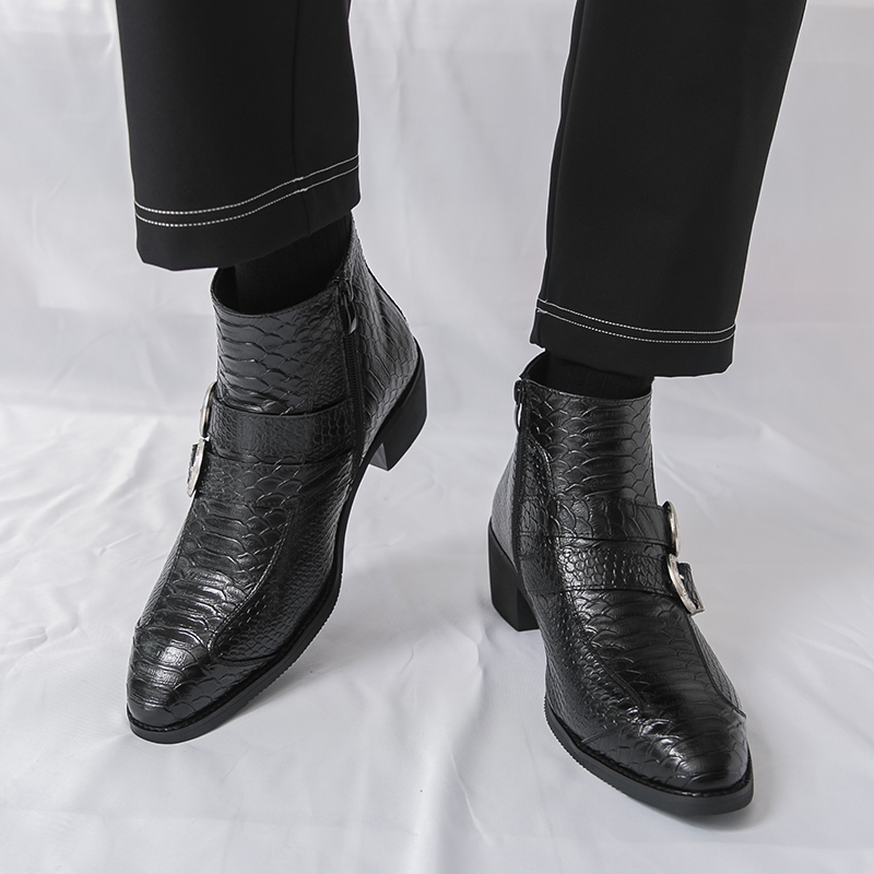 メンズハイカットブーツ PUベルトバックル ポインテッドトゥ - Belt Mens Fashion のレビューと価格