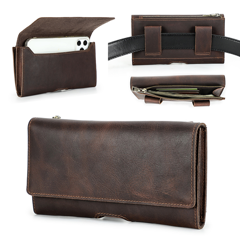 牛革の携帯電話バッグ,6.7インチ,カジュアルなウエストベル - Belt Mens Fashion のレビューと価格