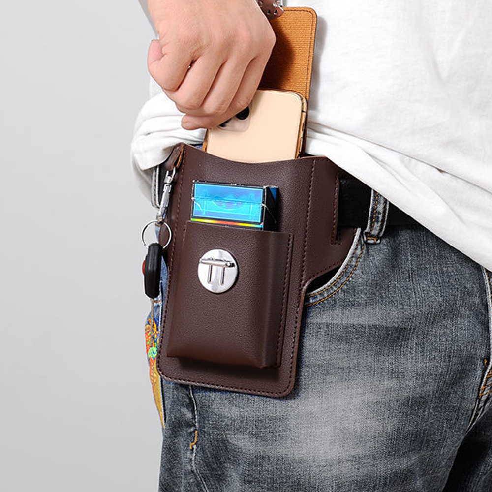 新型メンズウエストバッグ 携帯電話バッグ アウトドアPUレザ - Belt Mens Fashion のレビューと価格