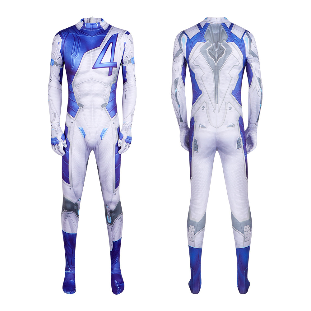 ゲームキャラクターコスプレジャンプスーツ、青白4色プリントボ - Mens Fashion Jumpsuit のレビューと価格