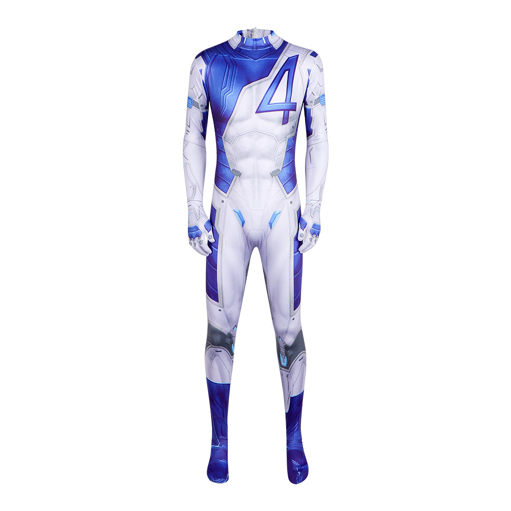 ゲームキャラクターコスプレジャンプスーツ、青白4色プリントボ - Mens Fashion Jumpsuit のレビューと価格