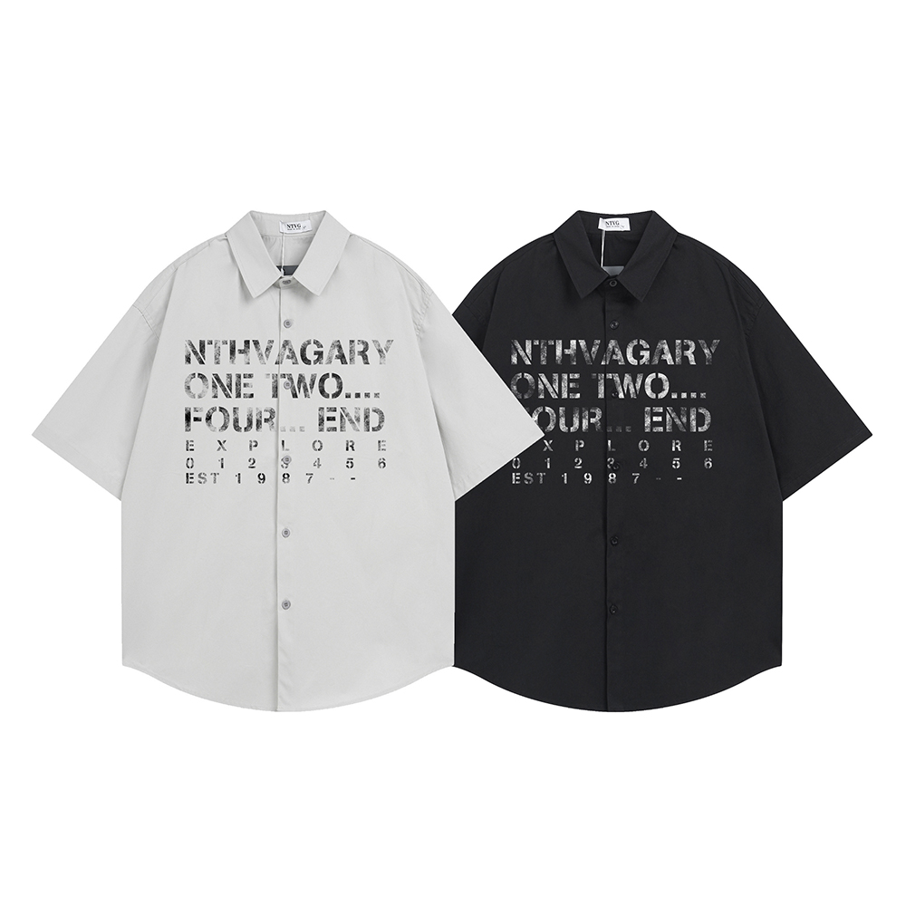 ファッションレタープリントシャツ半袖メンズシャツ Y2k デ - Men'S Fashion Reviews のレビューと価格