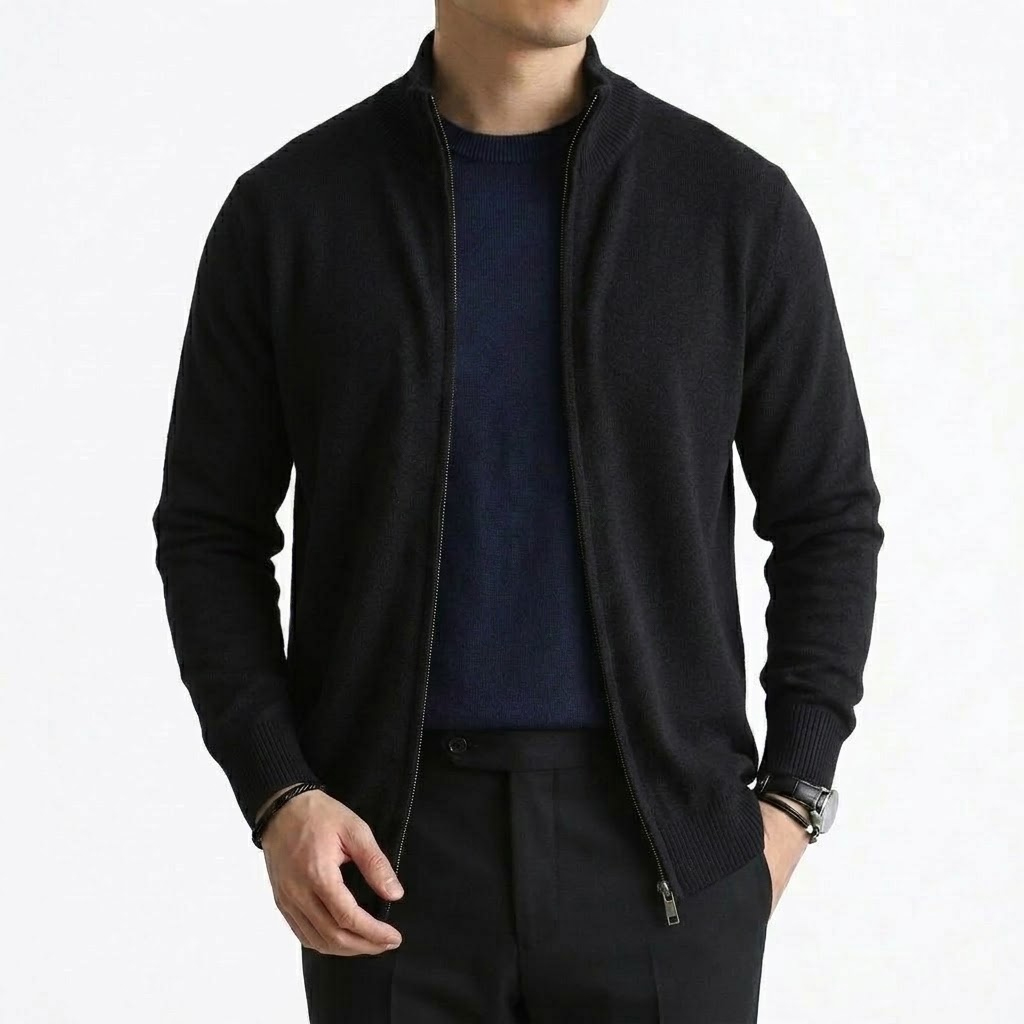 秋のメンズジップアップニットカーディガンセーター、カジュアル - Men'S Fashion Zip Sweater のレビューと価格