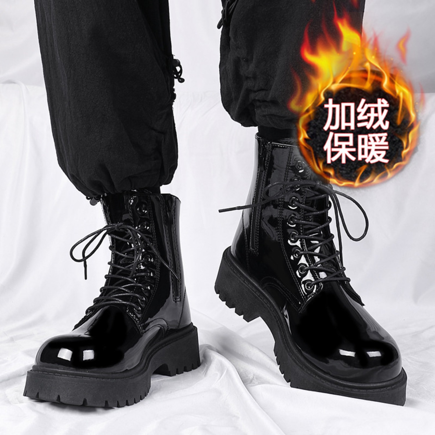 メンズ暖かいプラッシュハイカットブーツ、冬用ソフトソール滑り - Men'S Fashion For 45 Years Old のレビューと価格