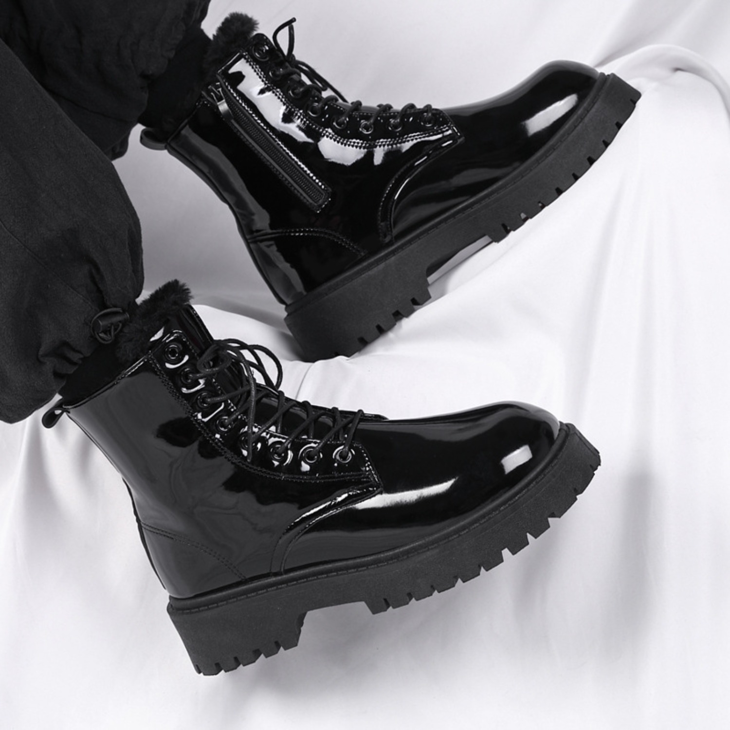メンズ暖かいプラッシュハイカットブーツ、冬用ソフトソール滑り - Men'S Fashion For 45 Years Old のレビューと価格