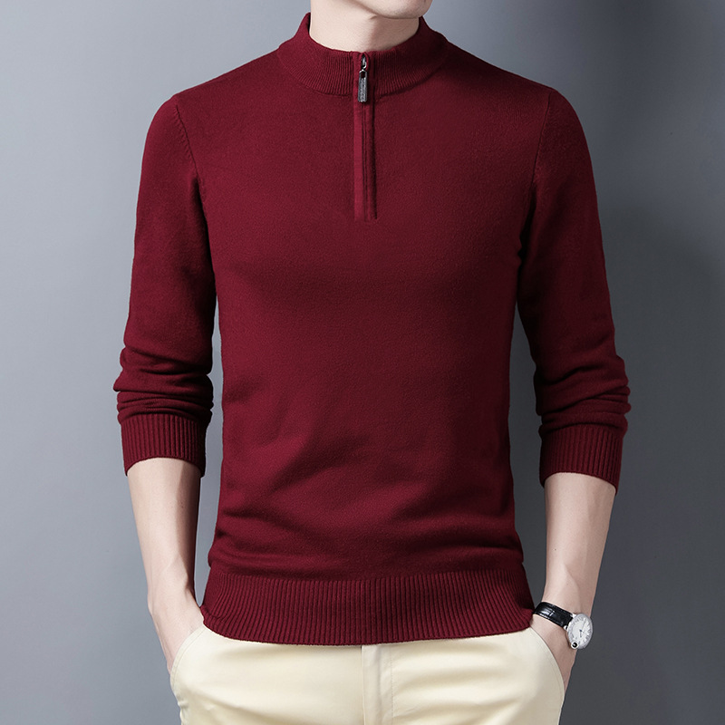 メンズハーフジップニットセーター、無地、スリムフィット、プル - Men'S Fashion Zip Sweater のレビューと価格