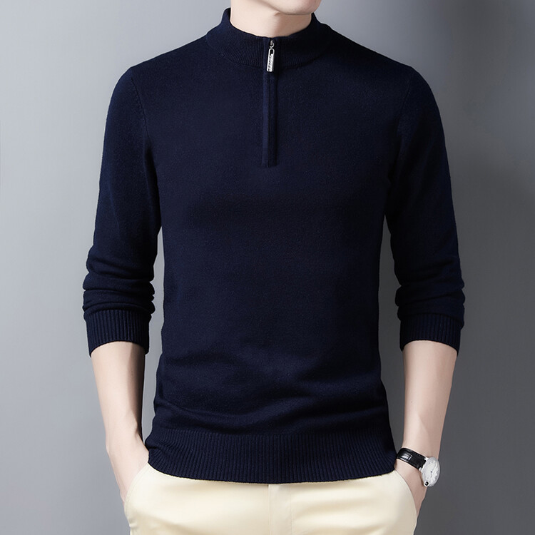 メンズハーフジップニットセーター、無地、スリムフィット、プル - Men'S Fashion Zip Sweater のレビューと価格