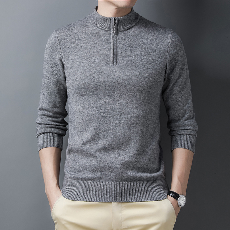 メンズハーフジップニットセーター、無地、スリムフィット、プル - Men'S Fashion Zip Sweater のレビューと価格