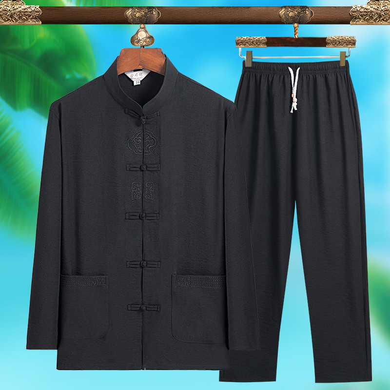 高品質メンズファッショナブルな唐服、純シルク軽量長袖セット、 - Men'S Fashion Formal のレビューと価格