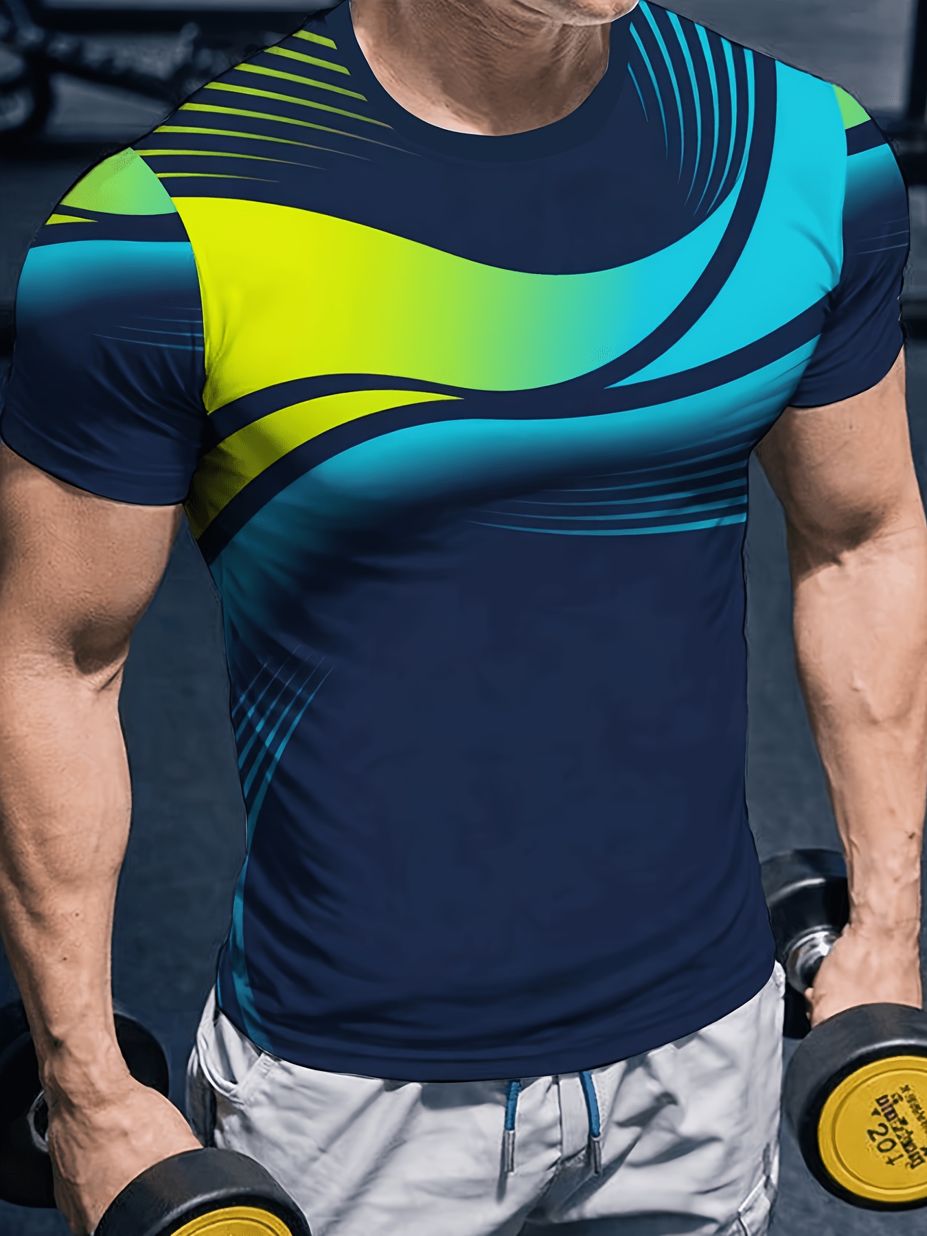 男性用高弾性速乾スポーツコンプレッションシャツ グラデーショ - Compression Shirt Workout のレビューと価格