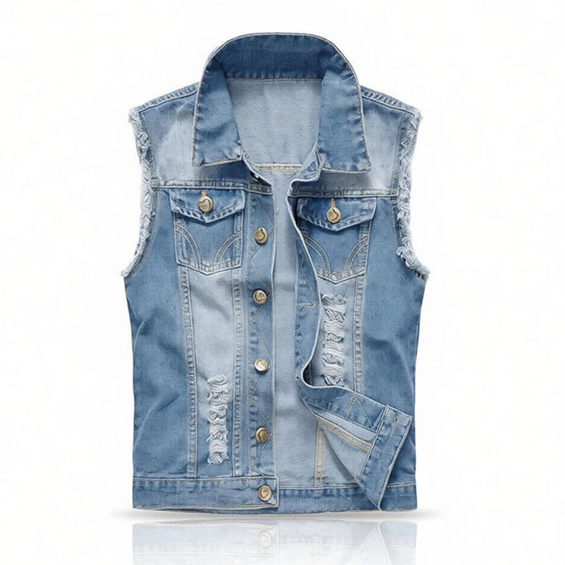 メンズプラスサイズライトブルー/ブラックデニムベストリップド - Men'S Fashion Vest With Jeans のレビューと価格