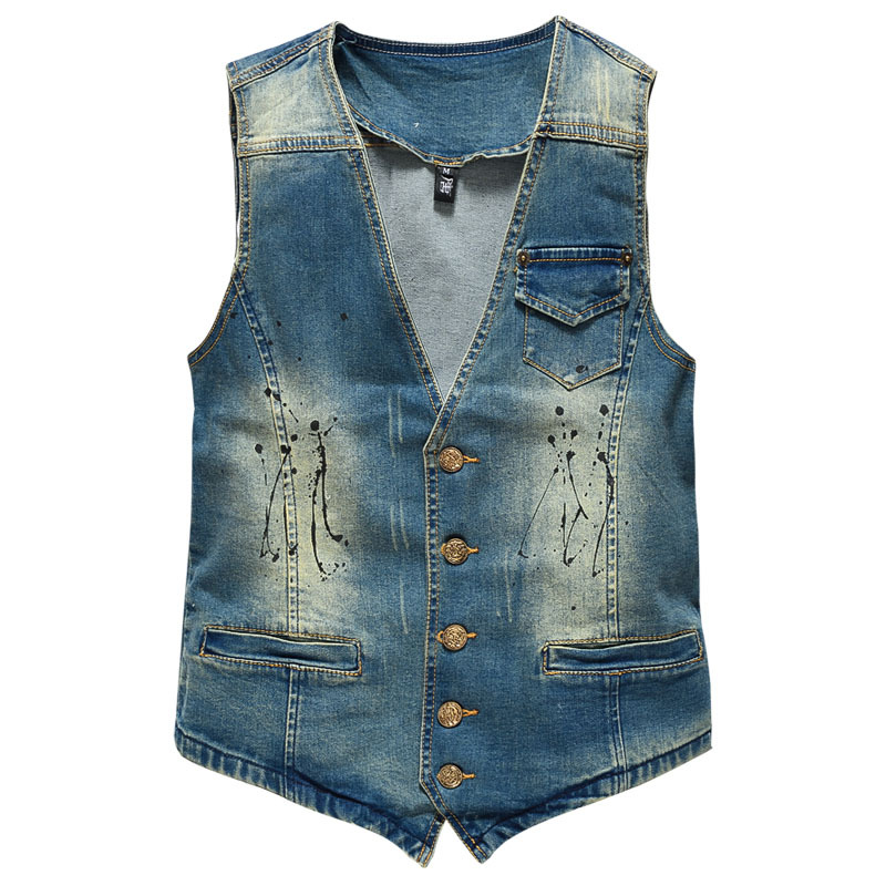 春秋の新ファッションメンズ V-nevk スプラッシュインク - Men'S Fashion Vest With Jeans のレビューと価格