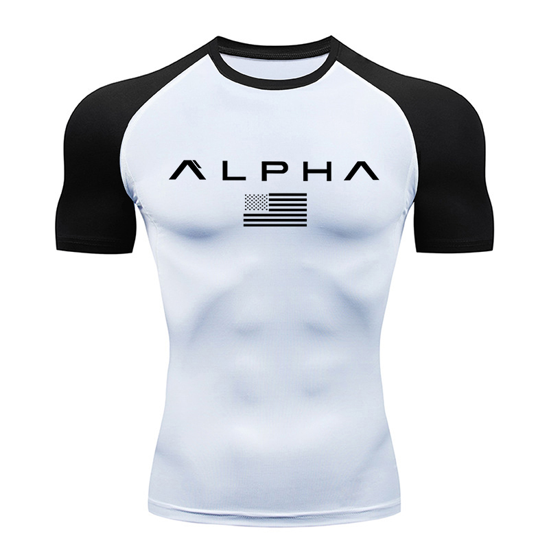 アメリカ国旗プリント半袖コンプレッションシャツ男性用アスレチ - Compression Shirt Workout のレビューと価格