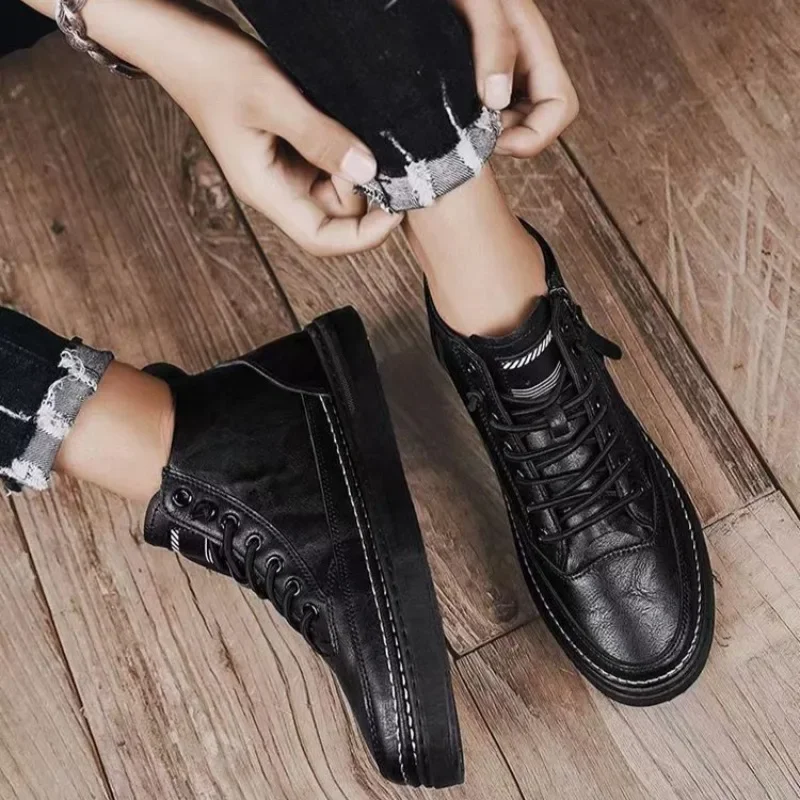 メンズシューズファッションハイトップスニーカー Pu レザー - Mens Fashion Week のレビューと価格
