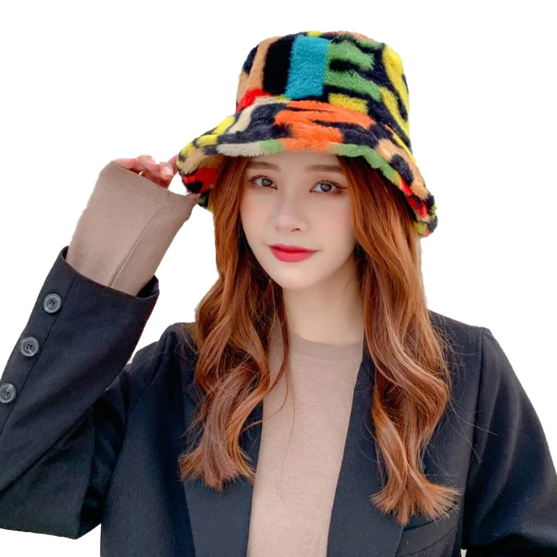 2024新しい冬のバケットハットふわふわの毛皮の男性女性パナ - Mens Fashion Bucket Hat のレビューと価格