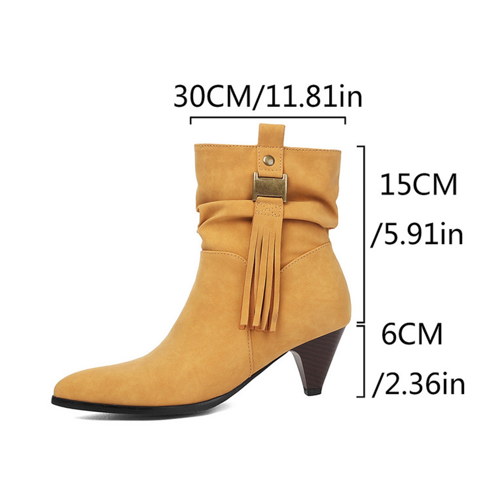 レディース、ポインテッドトゥ、アンクルブーツ、タッセル装飾、 - Mens Fashion Modern のレビューと価格