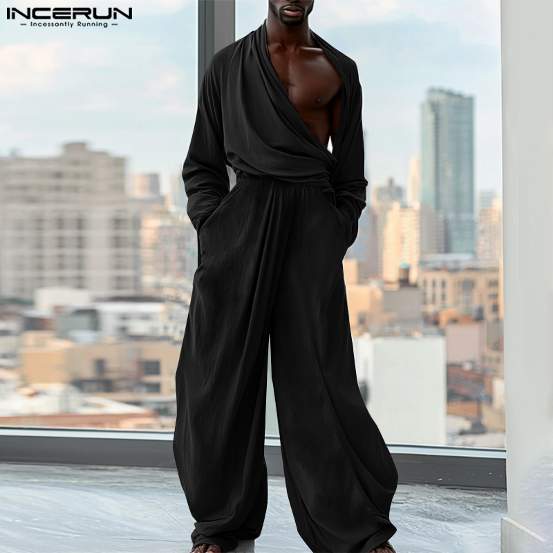 INCERUN 2024 アメリカンスタイルロンパースファッ - Mens Fashion Jumpsuit のレビューと価格