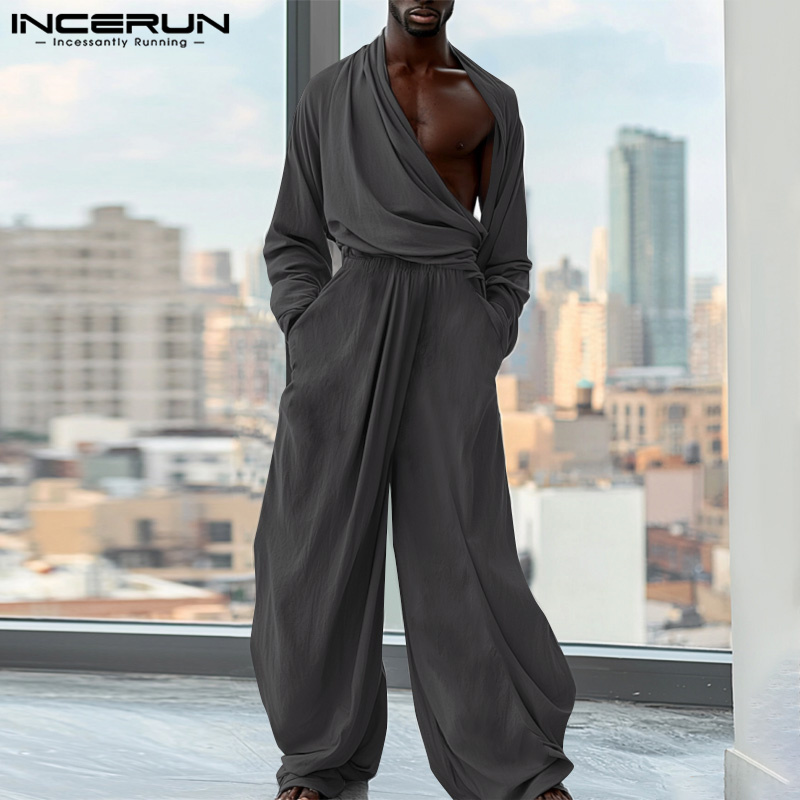 INCERUN 2024 アメリカンスタイルロンパースファッ - Mens Fashion Jumpsuit のレビューと価格