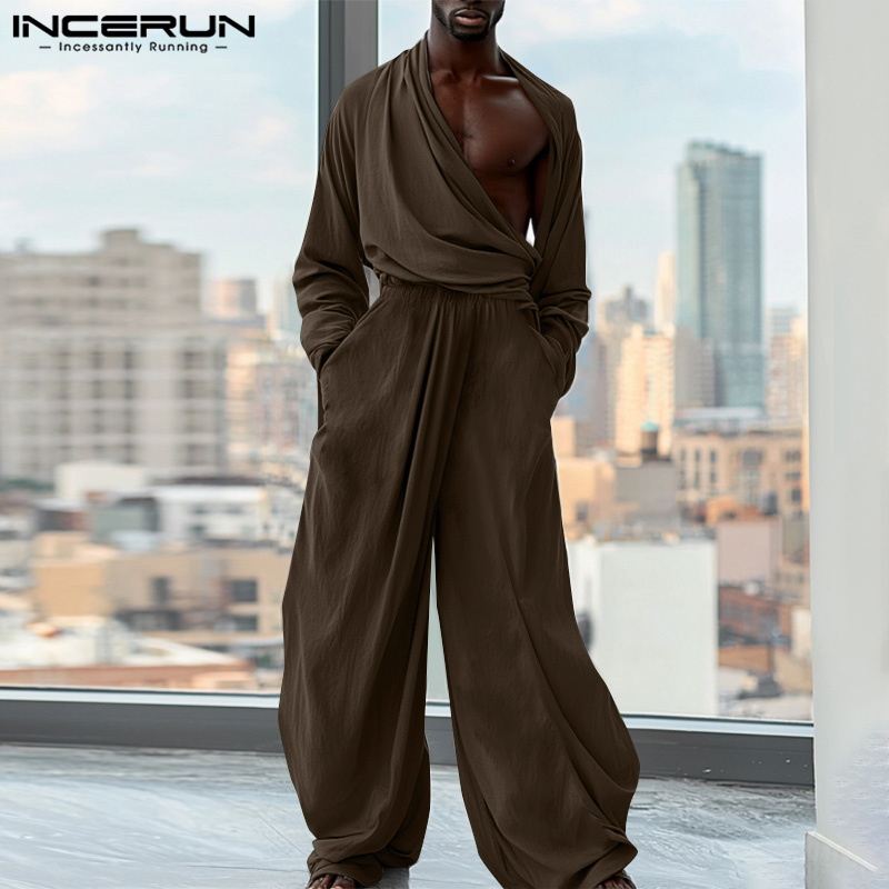 INCERUN 2024 アメリカンスタイルロンパースファッ - Mens Fashion Jumpsuit のレビューと価格