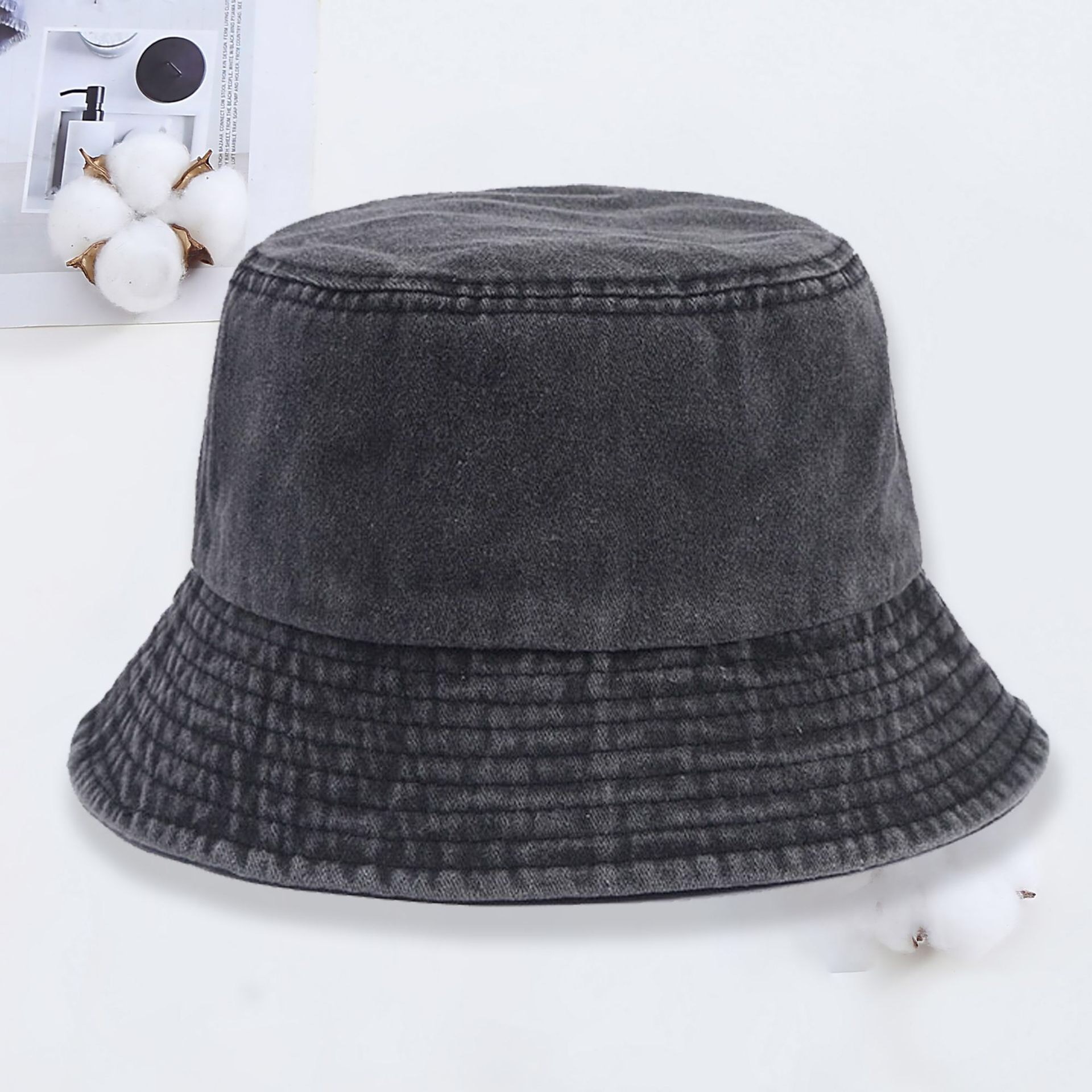 カスタムロゴ入りデニムバケットハット、洗い加工デニムキャップ - Mens Fashion Bucket Hat のレビューと価格