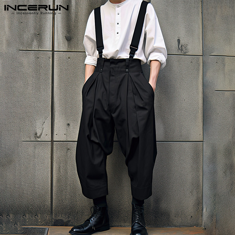 Incerun-メンズ単色ジャンプスーツ、ルーズジョガー、カ - Mens Fashion Jumpsuit のレビューと価格