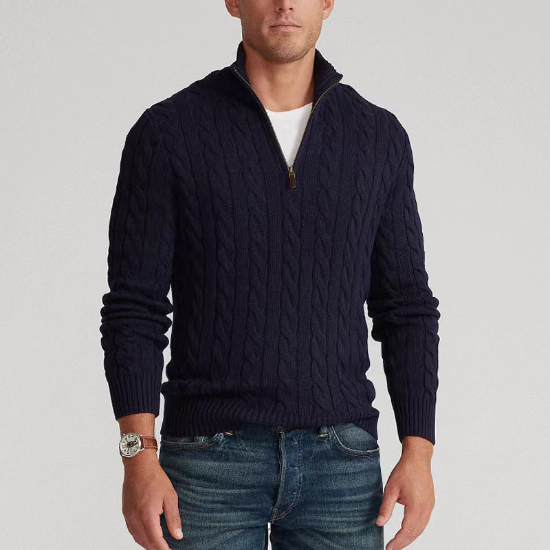 モックネックニットセーター男性固体プルオーバー長袖セータース - Men'S Fashion Zip Sweater のレビューと価格