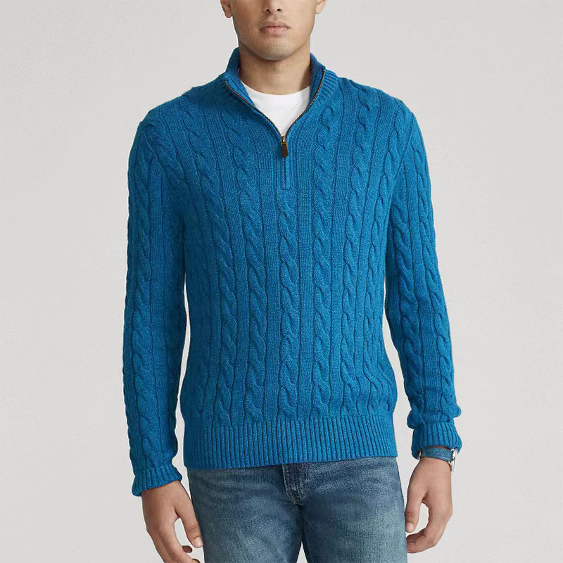 モックネックニットセーター男性固体プルオーバー長袖セータース - Men'S Fashion Zip Sweater のレビューと価格