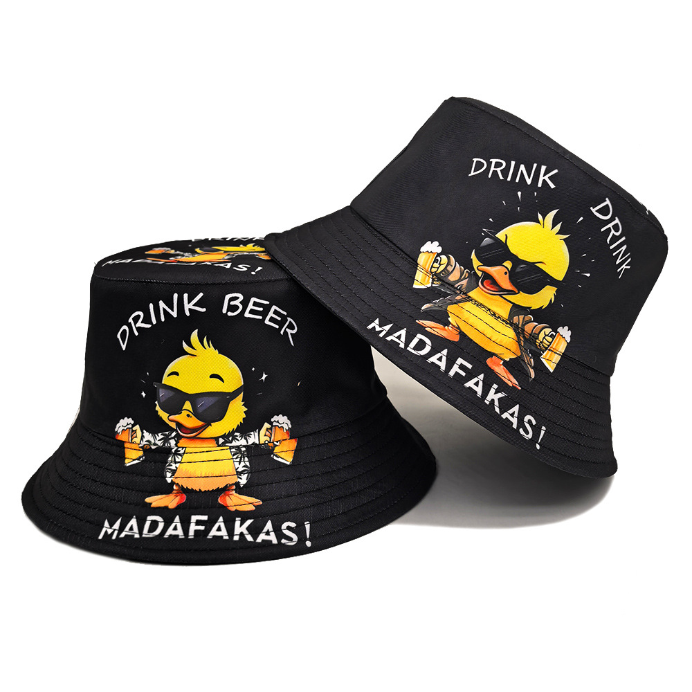 面白いアヒルプリントパナマ夏の日焼け止めサンハット女性男性日 - Mens Fashion Bucket Hat のレビューと価格