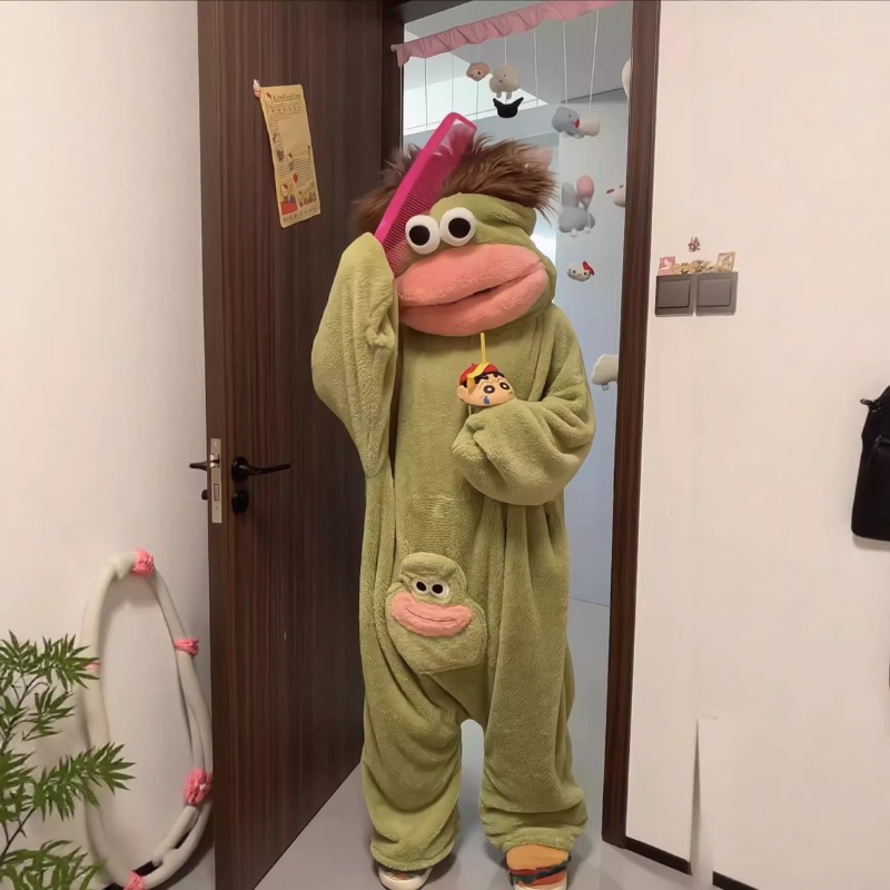 ホットビッグマウスモンスター可愛い面白い着ぐるみパジャマ厚手 - Mens Fashion Jumpsuit のレビューと価格