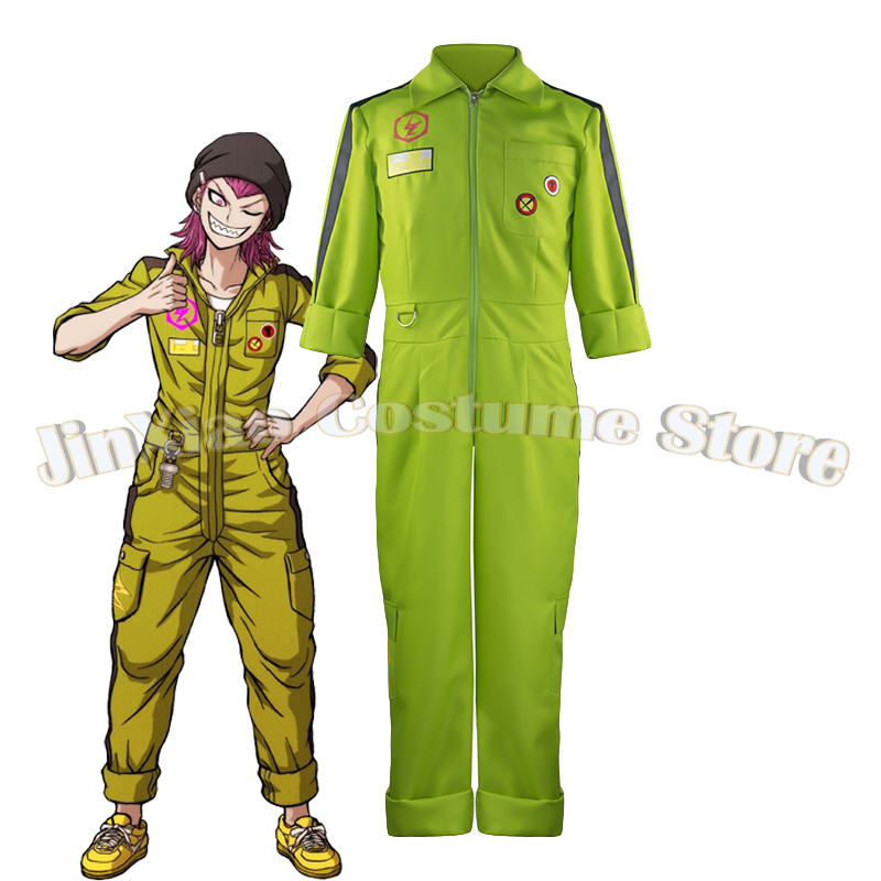アニメダンガンコスプレ和一蒼田衣装男性女性グリーンメカニック - Mens Fashion Jumpsuit のレビューと価格